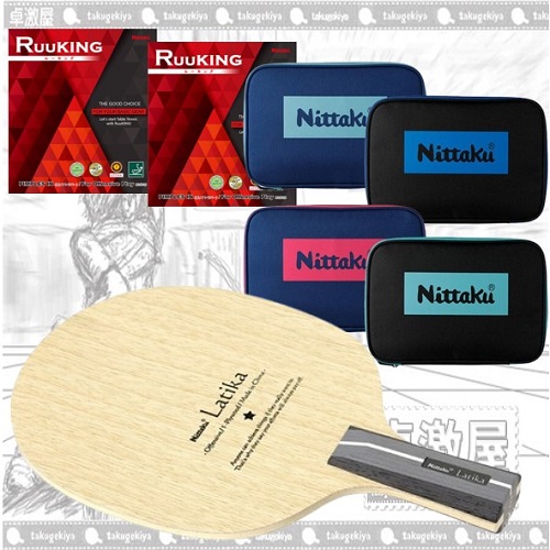  卓激屋の定番ラケットセット★お買得! 40％OFF★戦型別初心者中ペン両面ドライブラティカ＋ルーキング+カラーロゴケースセット 