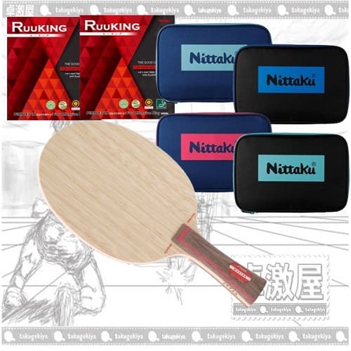  新定番ラケットセット★超お買得! 45％OFF★戦型別初心者シェーク攻撃オールラウンドエボリューション＋ルーキング+カラーロゴケース 