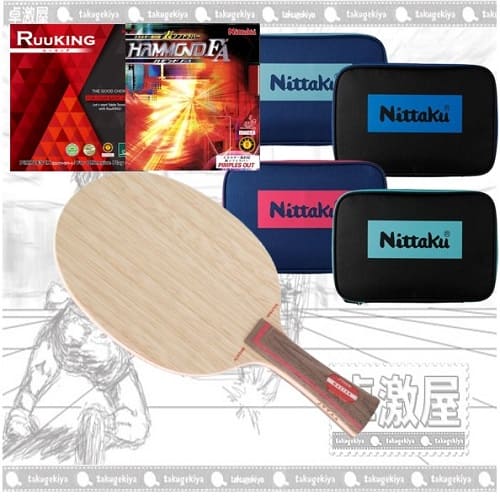  定番ファーストラケットセット★超お買得! 45％OFF★戦型別初心者シェーク前陣速攻　オールラウンドエボリューションルーキング+ハモンドFA+カラーロゴケース 